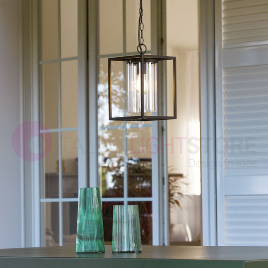 DOMUS NERO Sospensione Gabbia per Esterni Design Vintage
