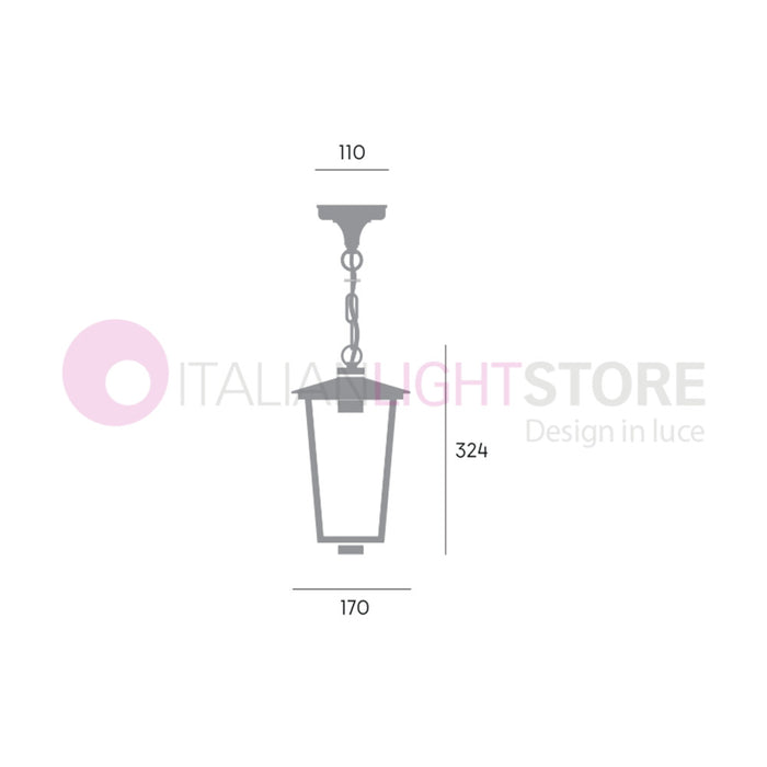 RIBOT RUGGINE Sospensione Lanterna per Esterni Design Classico