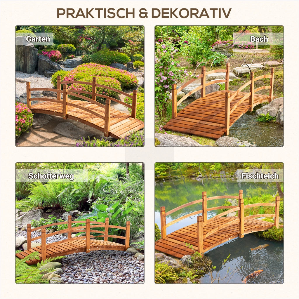 Ponticello da Giardino in Legno Massello ¨C zephmum ¨C 185 cm, Arancione, con Gelander