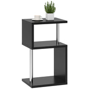 Tavolino da Salotto con Luci LED e Ripiani ¨C zephmum ¨C Nero Aluminio 44x38x75 cm