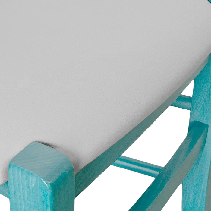 Sedia legno Venezia turchese con seduta in similpelle grigio chiaro