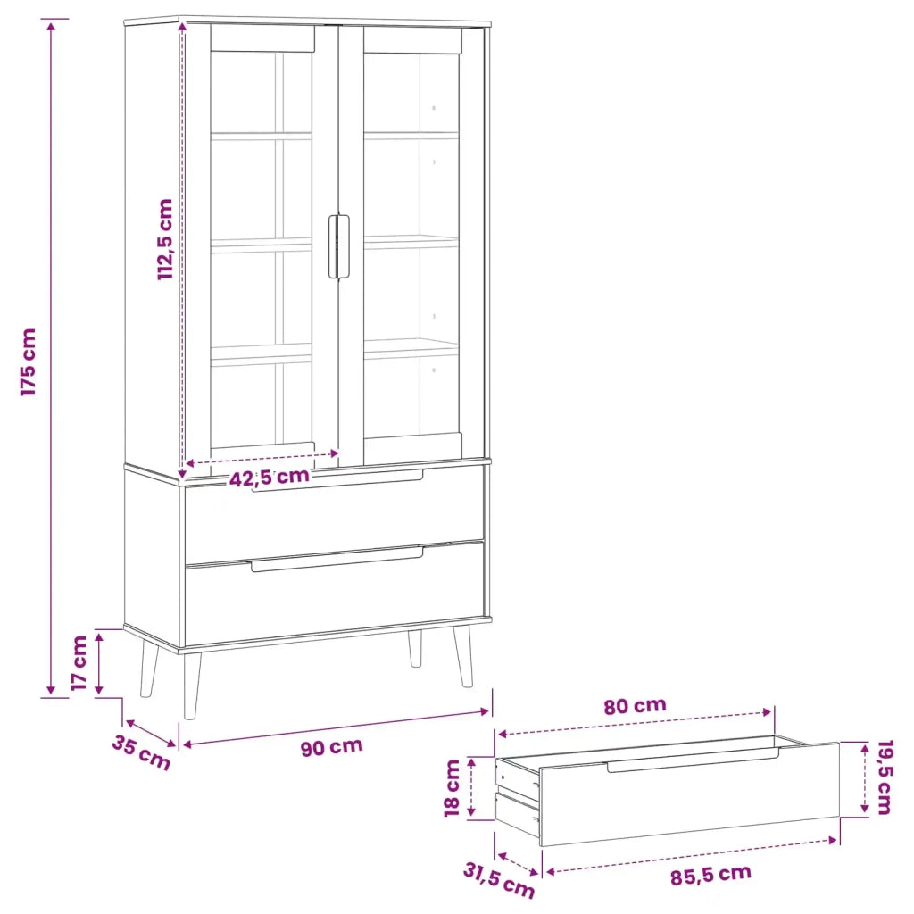 Armadio in Vetro Nero 90 x 35 x 175 cm 42020945