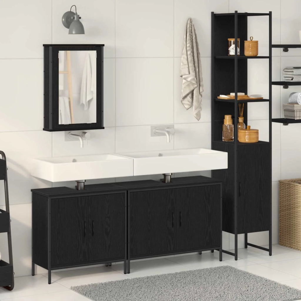 Set di mobili per il bagno 4 pcs Nero Legno multistrato 3334425