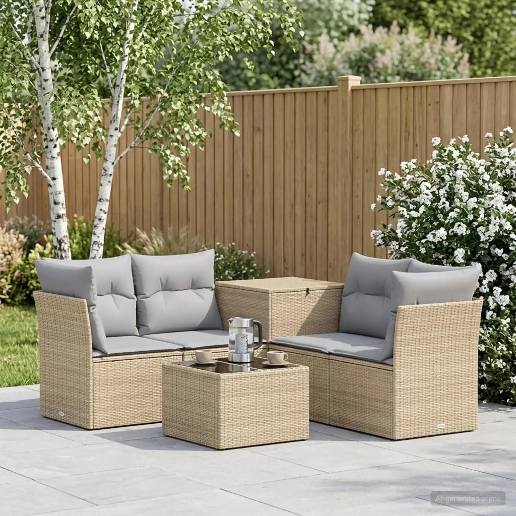 Set di divani 6 pz Beige e Grigio Chiaro 3447359