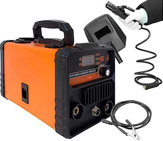 Saldatrice Multiprocesso Filo Continuo MIG No GAS + MMA Elettrodo 500 Ampere Fabbro Display Digitale Portatile Saldatura MIG/MMA IGBT inverter include Maschera Torcia e Bobina di Filo Animato