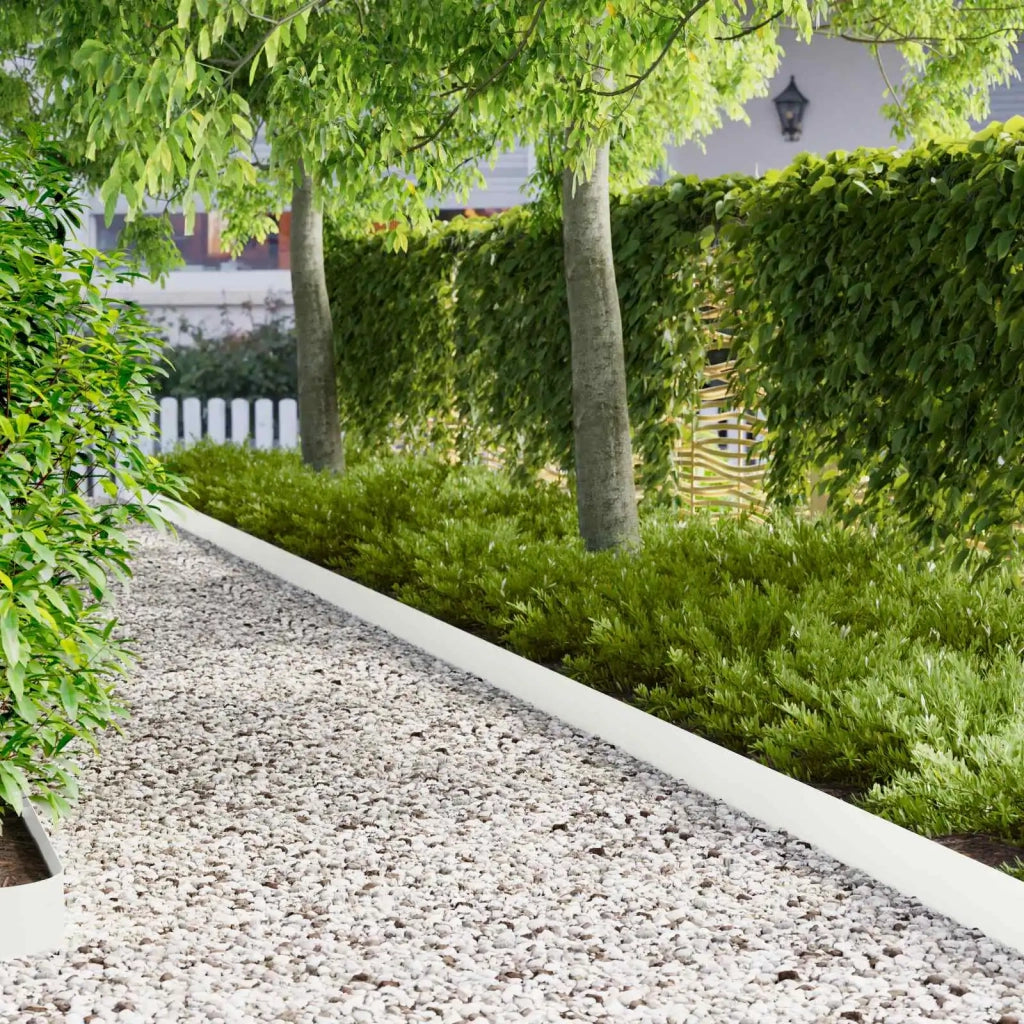 Bordura per Prato 20 pcs 102 x 10 x 4 cm Acciaio Bianco 8008746