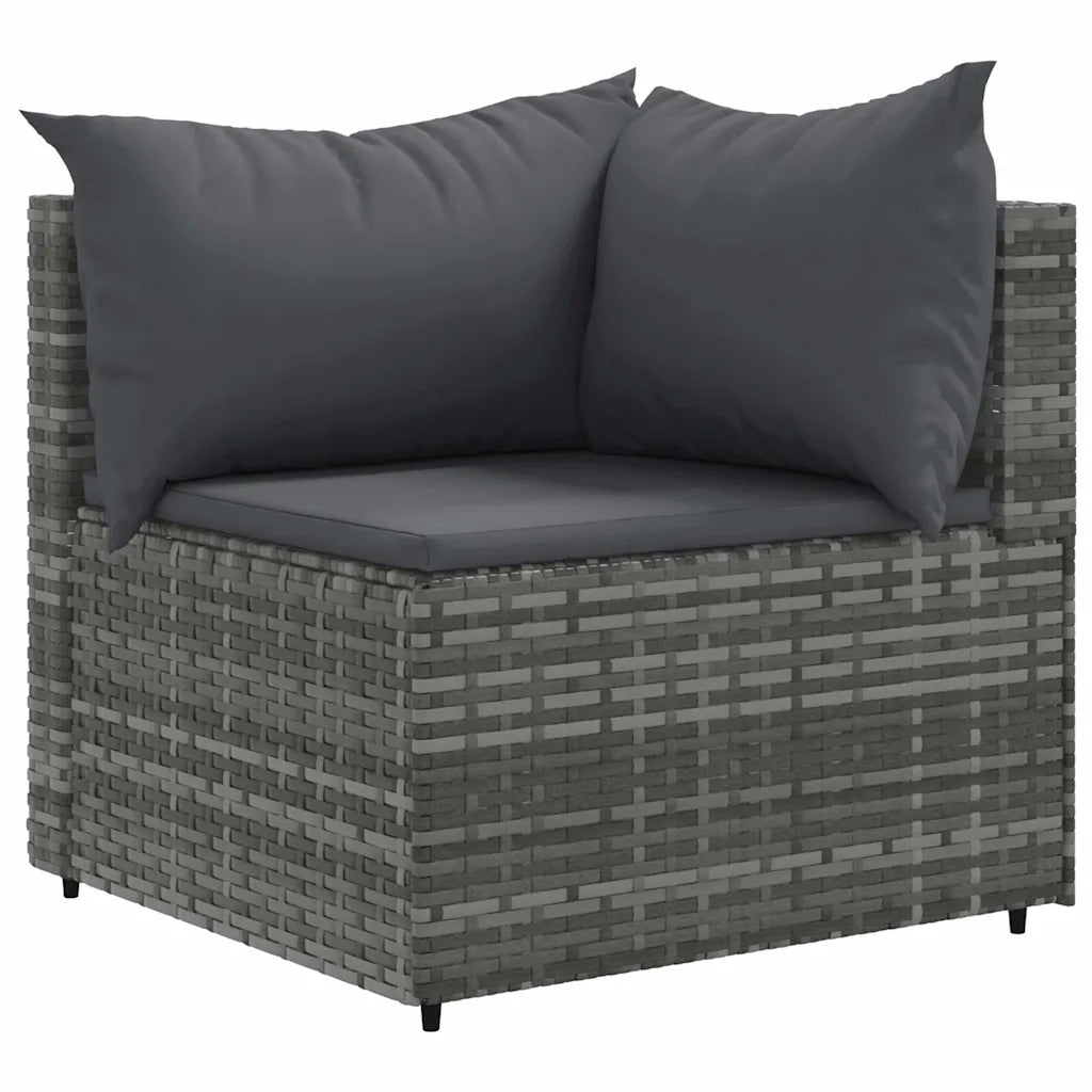 Set Divani da Giardino 7 pz con Cuscini in Polyrattan Grigio 3308178