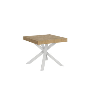 Tavolo allungabile 90x90/194 cm Clerko Quercia Natura gambe Bianche