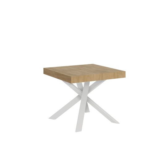 Tavolo allungabile 90x90/194 cm Clerko Quercia Natura gambe Bianche