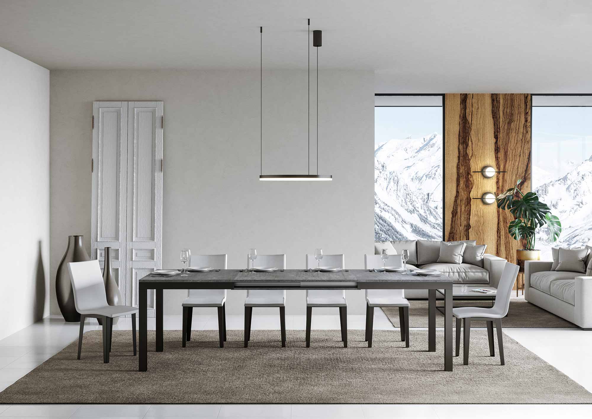 Tavolo allungabile 90x180/440 cm Every Evolution Cemento telaio Antracite