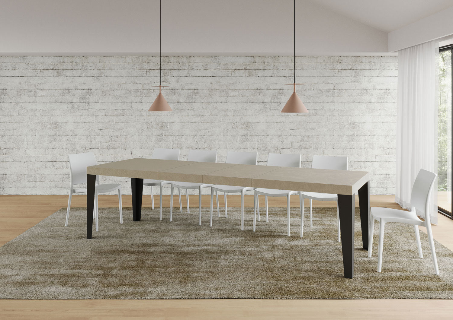 Tavolo allungabile 90x180/284 cm Flaris Premium Cashmere gambe antracite