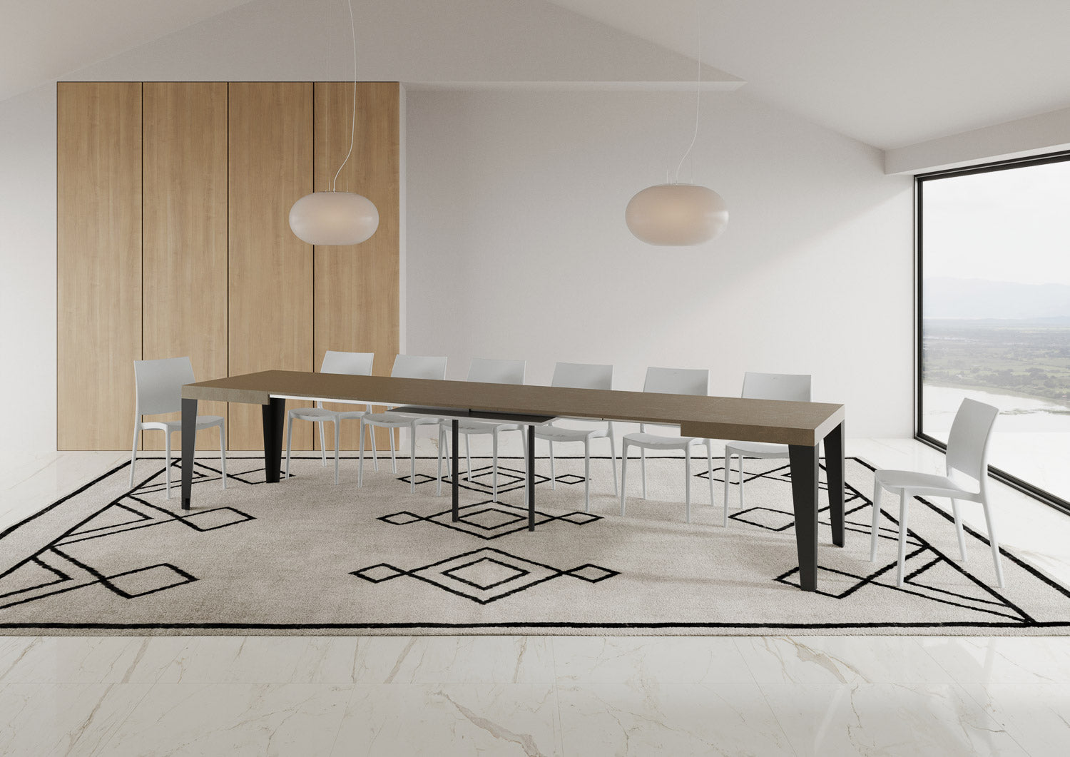 Tavolo allungabile 90x140/400 cm Flaris tortora gambe antracite