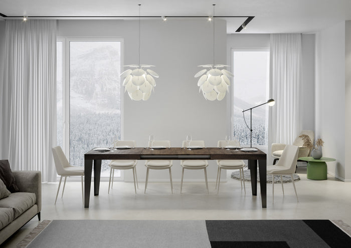 Tavolo allungabile 90x160/420 cm Flaris Noce telaio Antracite