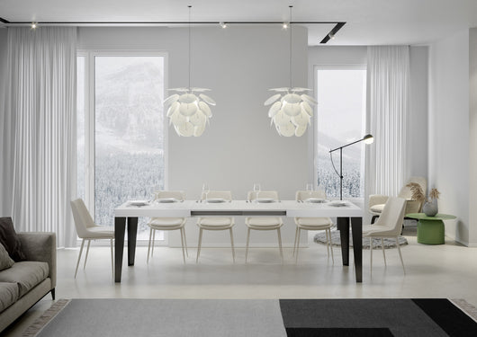 Tavolo allungabile 90x200/304 cm Flaris bianco frassino telaio Antracite