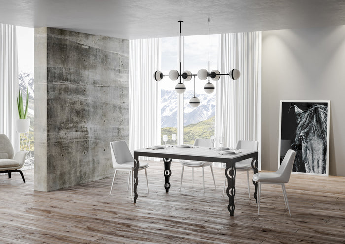 Tavolo allungabile 90x160/420 cm Karayan Evolution Bianco Frassino telaio Antracite