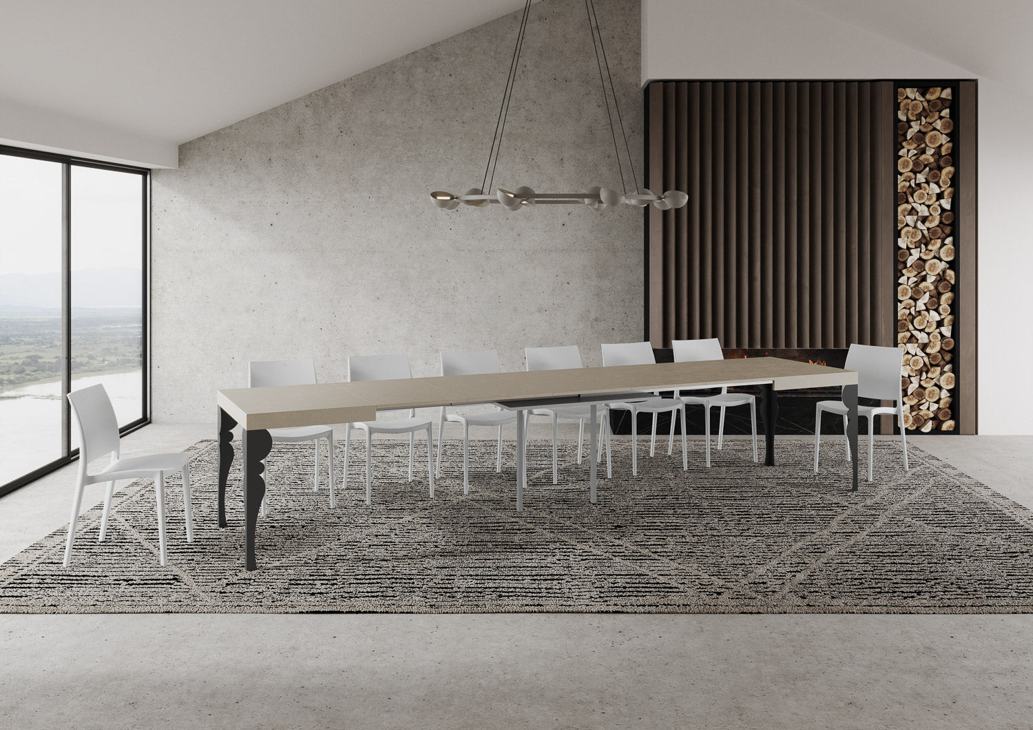 Tavolo allungabile 90x140/400 cm Paxor cashmere gambe antracite