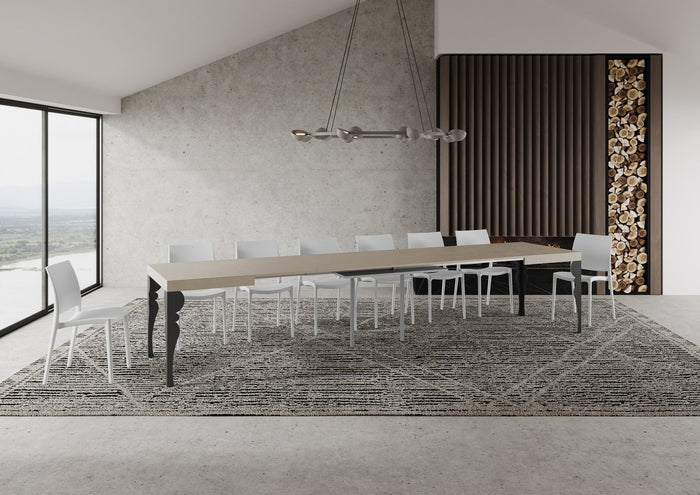 Tavolo allungabile 90x140/400 cm Paxor cashmere gambe antracite