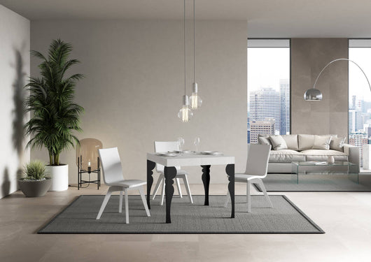 Tavolo allungabile 90x90/246 cm Paxor Bianco Frassino telaio Antracite