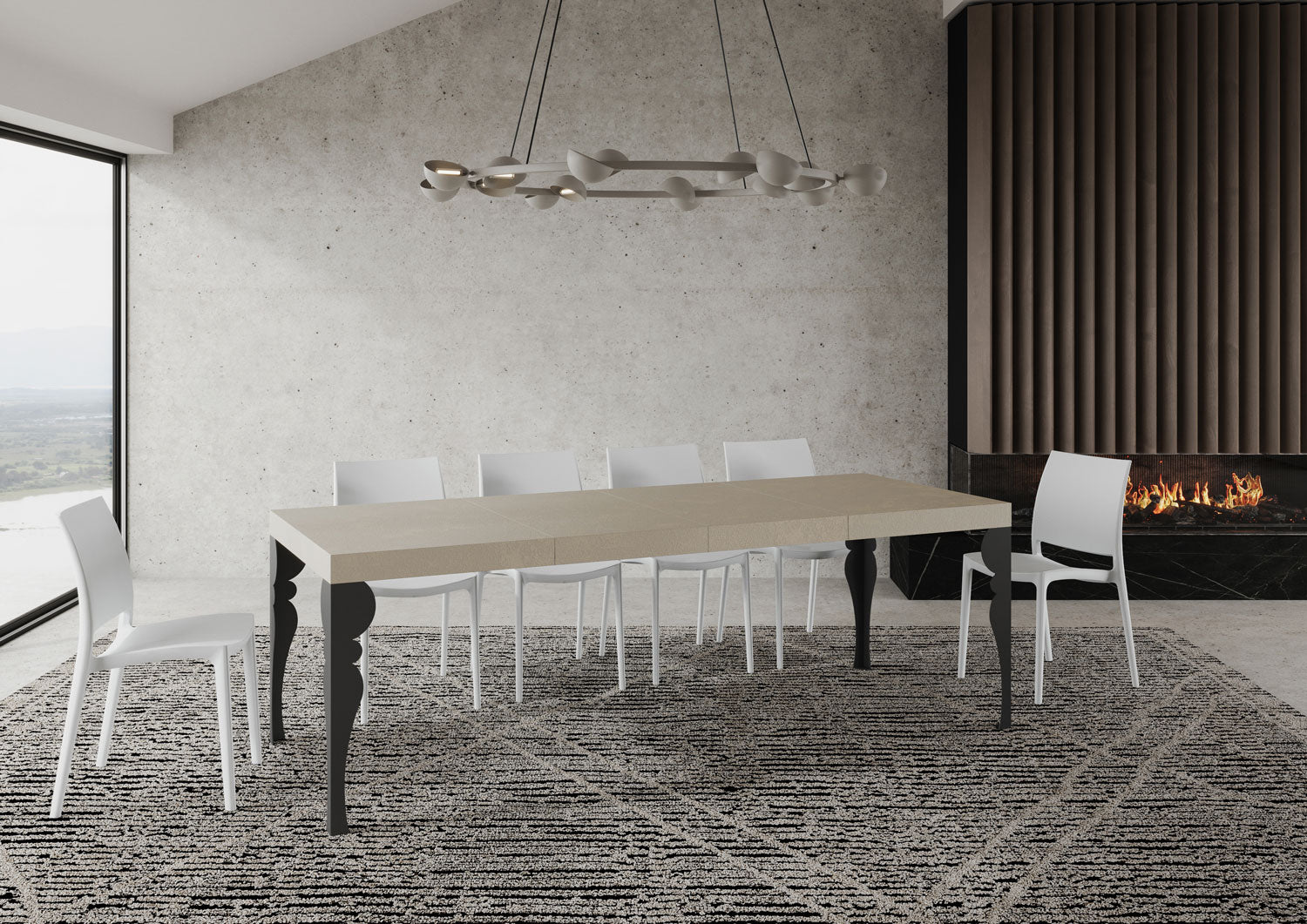 Tavolo allungabile 90x120/224 cm Paxor Premium cashmere gambe antracite