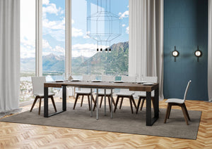 Tavolo allungabile 90x90/246 cm Tekno Noce telaio Antracite