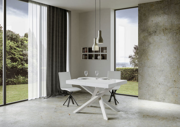 Tavolo allungabile 90x130/390 cm Volta Premium bianco frassino telaio bianco