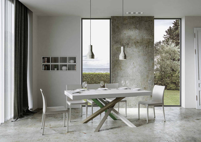 Tavolo allungabile 90x200/304 cm Volta Premium bianco frassino telaio 4/A