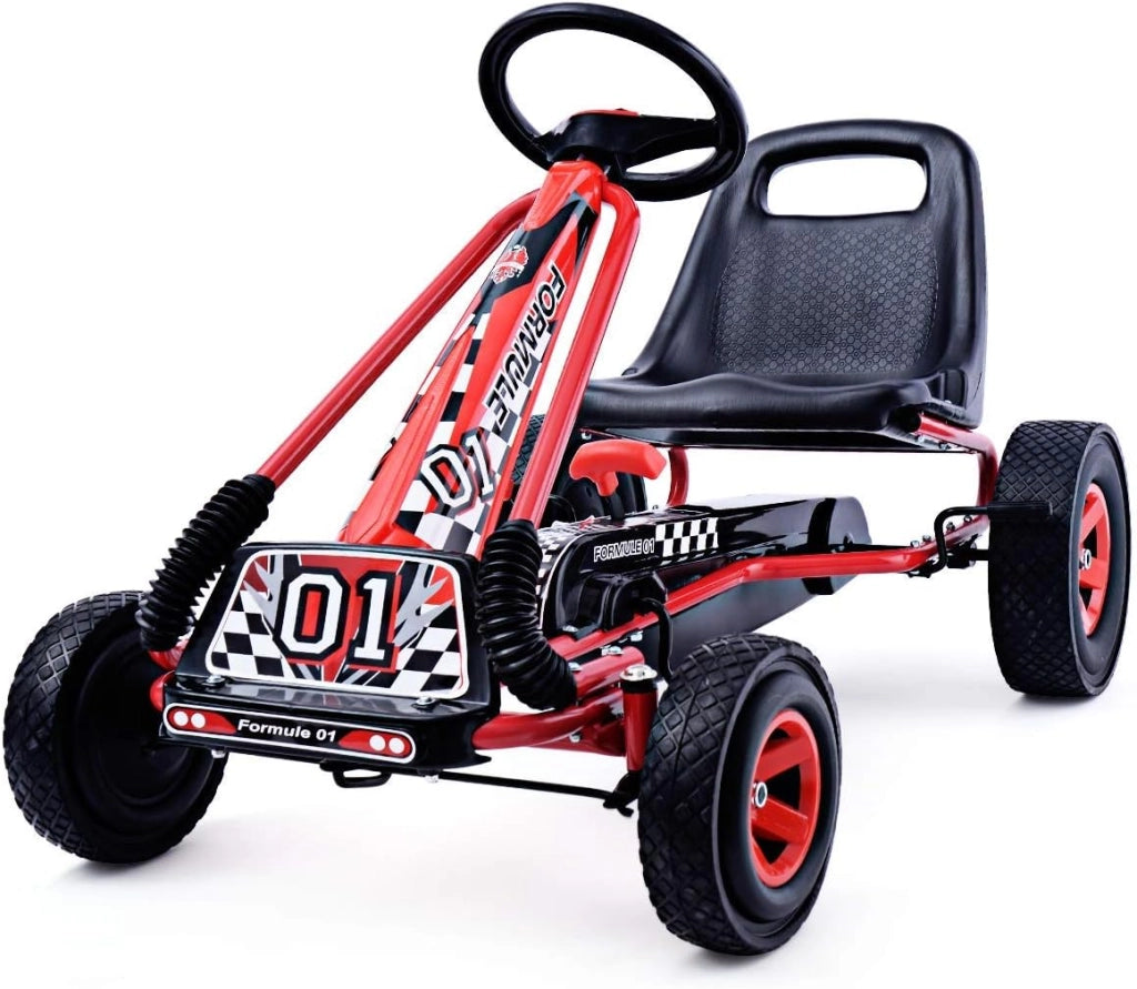 Go Kart a Pedali per Bambini, con Sedile Regolabile e Freno a Mano, Go Kart Veicolo per Bambini 3-8 Anni, Portata Massima 30 kg (Blu)