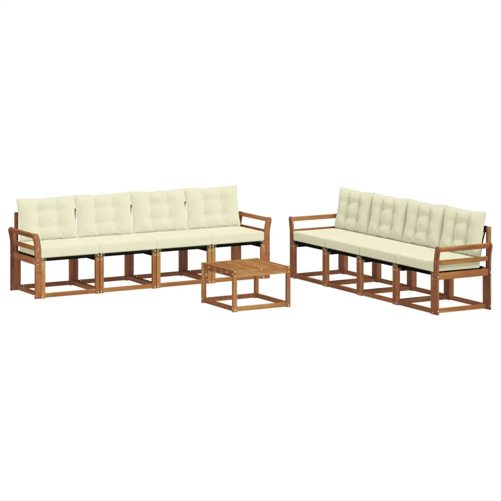 Set di divani da esterno con cuscino 9 pcs Naturale e Crema