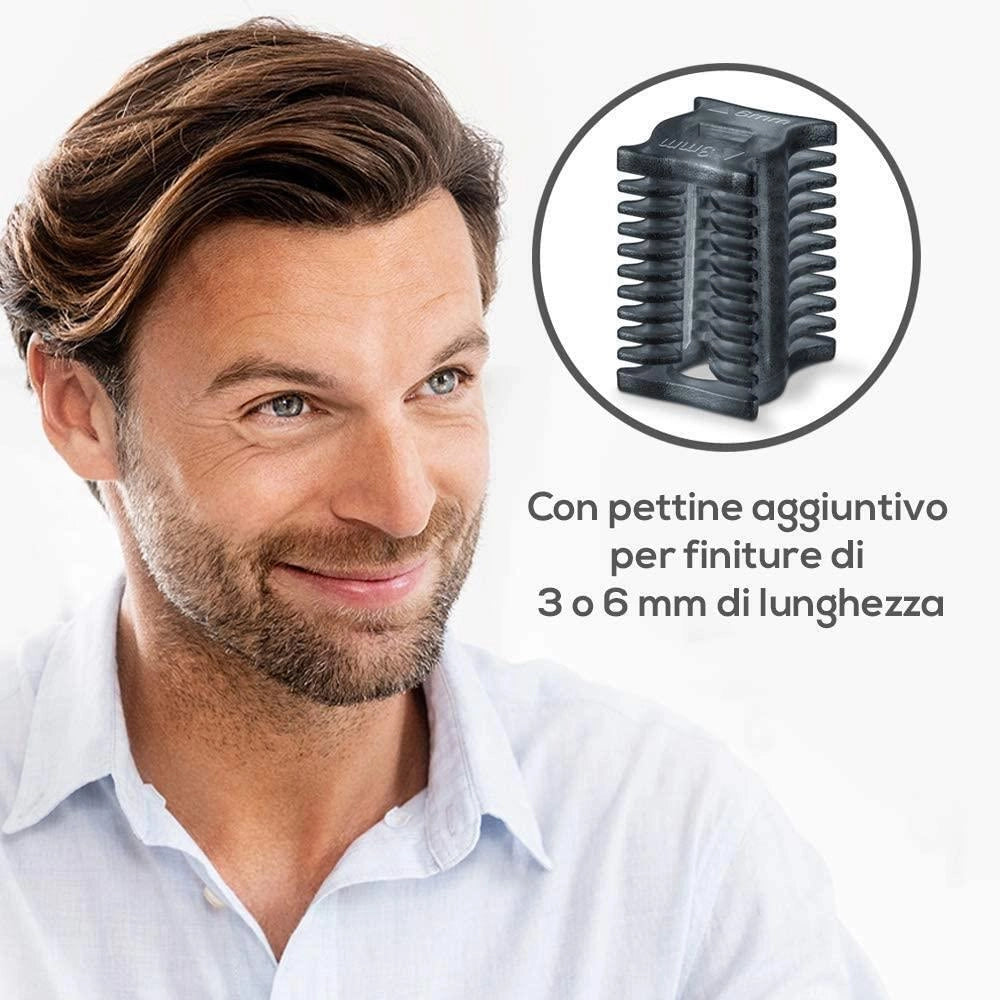Beurer Rifinitore angolare di precisione HR2000 Barbers, modella e rifinisci sopracciglia, naso, peli delle orecchie, Design angolato, incl. attacco a pettine - 2 lunghezze di taglio (3 e 6 mm)