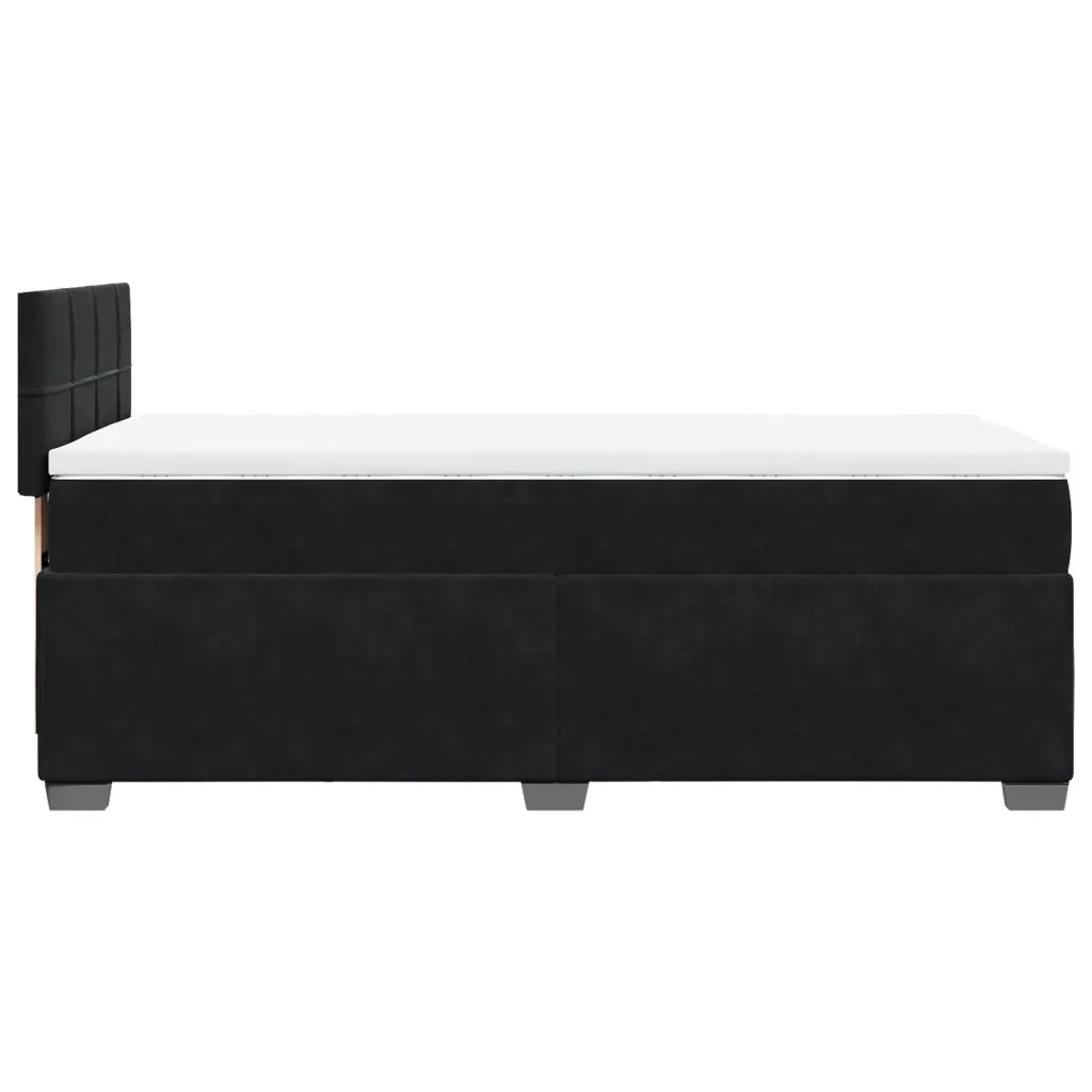 Giroletto a Molle con Materasso Nero 90x190 cm in Velluto