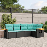 Set Divani da Giardino 5 pz con Cuscini Nero in Polyrattan 3226785
