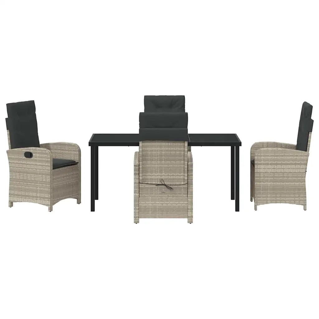 Set da Pranzo per Giardino 5 pcs Grigio chiaro polyrattan 3380298