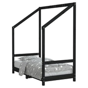 Giroletto per Bambini | Letto Infantile | Lettino Nero 70x140 cm in Legno Massello di Pino