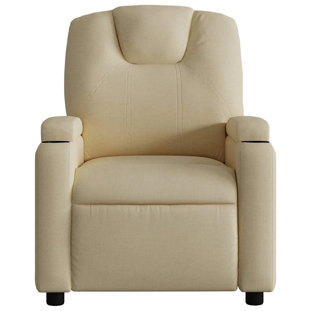 Poltrona | Sedia Relax Elettrica Reclinabile Crema in Tessuto