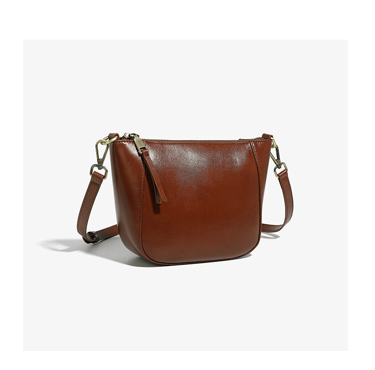 Borsa a tracolla da donna in vera pelle, elegante borsa tote marrone