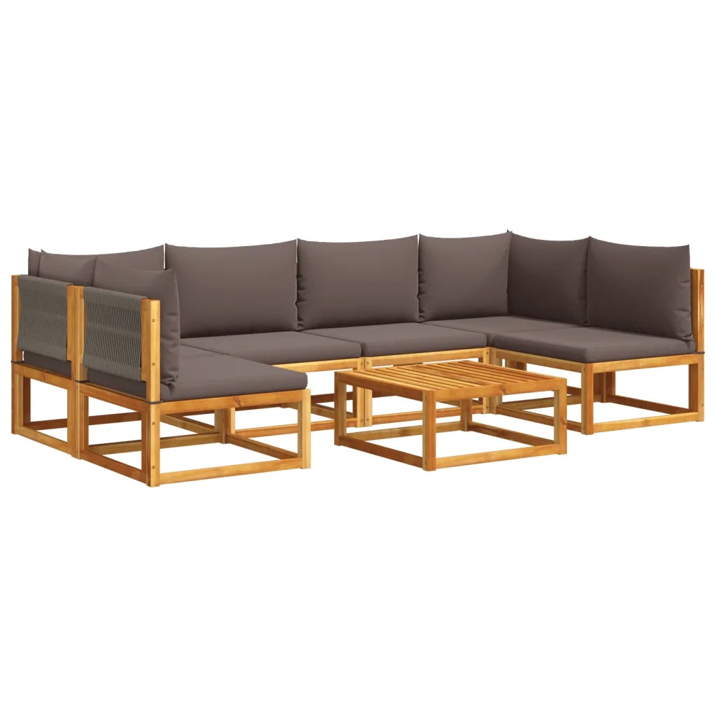 Set di divani da giardino 7 pezzi con cuscini in legno di acacia e corda 3278840