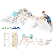 Set triangolo giocattoli pieghevoli per bambini che scalano, Triangolo palestra interno con scivolo ad arco Bianco-Arrampicate e scivoli