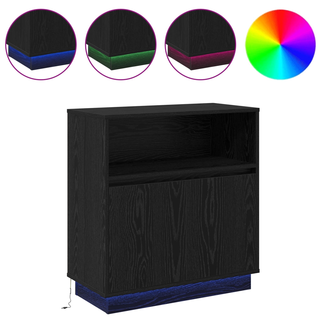 Mobile con LED Rovere Nero 71x34,5x75 cm Legno ingegnerizzato