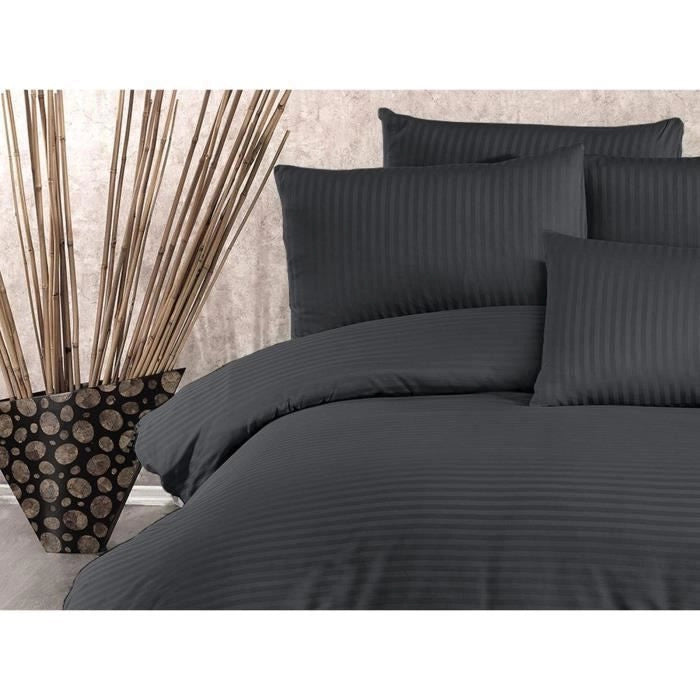 Completo letto - 1 copripiumino 220x240 cm + 2 federe 60x60 cm - 70% poliestere, 30% cotone - Antracite