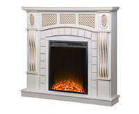 Camino Elettrico da Pavimento 112x115x30 cm Effetto Fiamma 1500W Amsterdam & Miriam Bianco