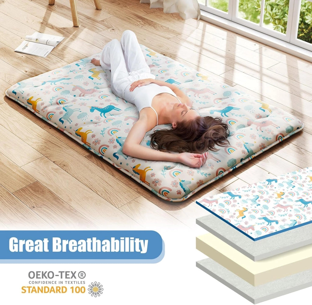 Materasso da pavimento 140x200 cm, materasso futon giapponese, tatami pieghevole e portatile, materasso pieghevole con borsa da trasporto e rivestimento rimovibile, materasso per dormire e
