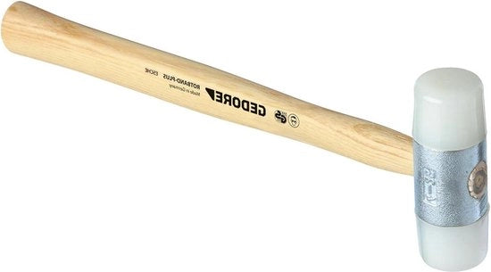 Hammer in nylon con manico in legno e testa in pelle Ø 32 mm - Gereedschap gesmeed 225 E-32