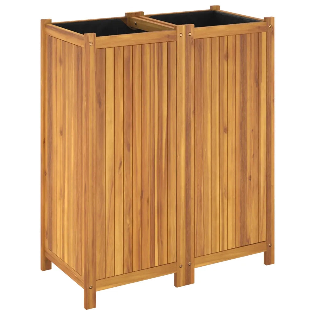 Fioriera Giardino con Rivestimento-Vaso da Esterno-Contenitore per Piante 84x42x100 cm Massello Acacia