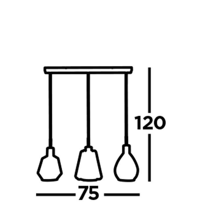 Lampadario Contemporaneo Melbourne Acciaio Nero Ottone 3 Luci E27