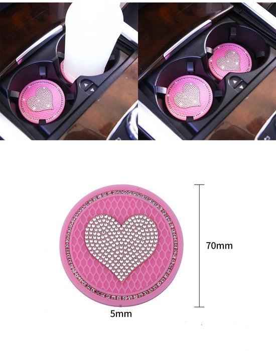 Sostegni auto universali - 4 pezzi - Basi anti-slip rotonde - PVC con strass - Bicchiere da tavolo - Diametro 7 cm