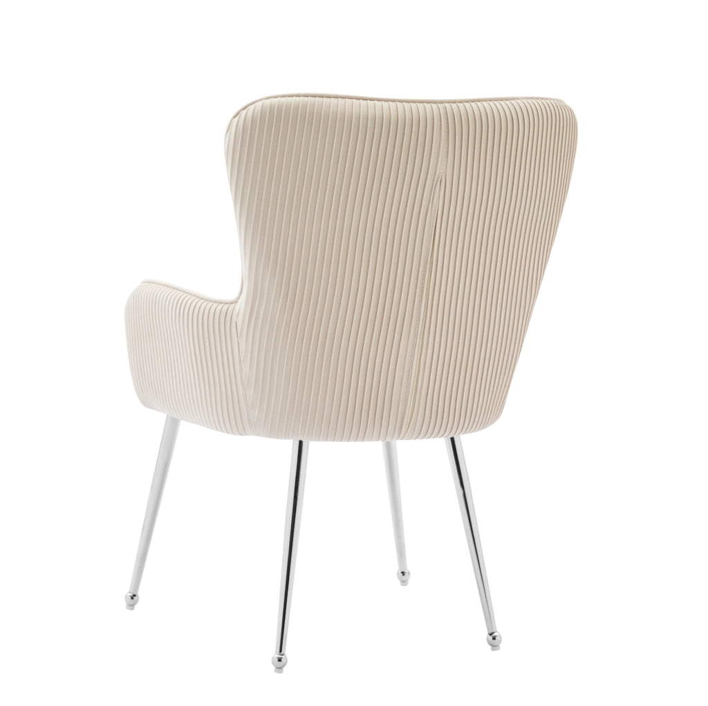 Set di 2 sedie imbottite in velluto beige con braccioli