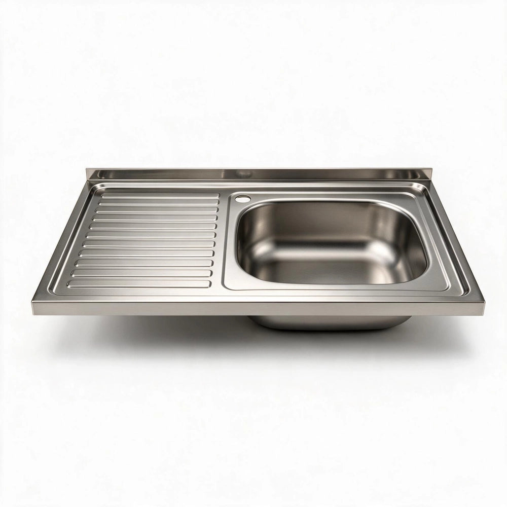 Lavello appoggio acciaio inox 80x50 cm una vasca e gocciolatoio sinistro SA216