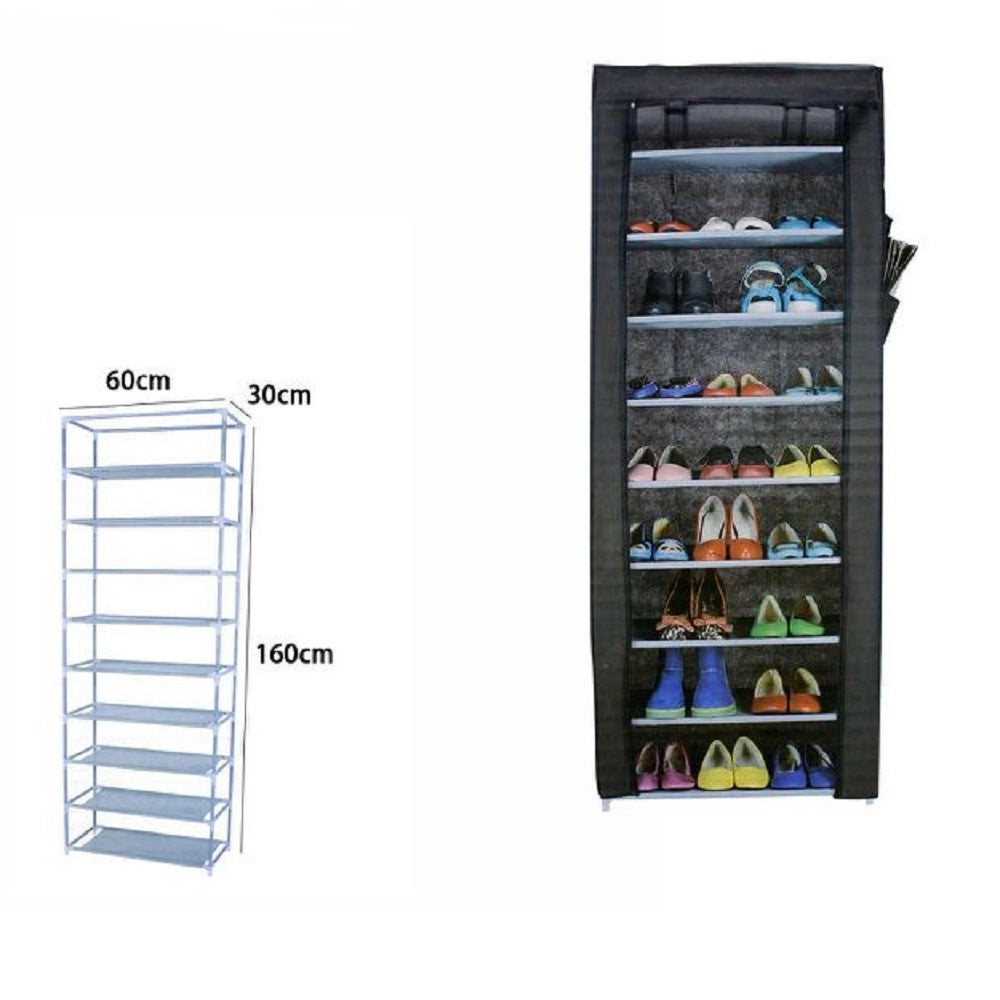 Trade Shop - Scarpiera 9 Ripiani In Tessuto Tnt Armadio Portatile Campeggio 60x30x160cm 69070 -