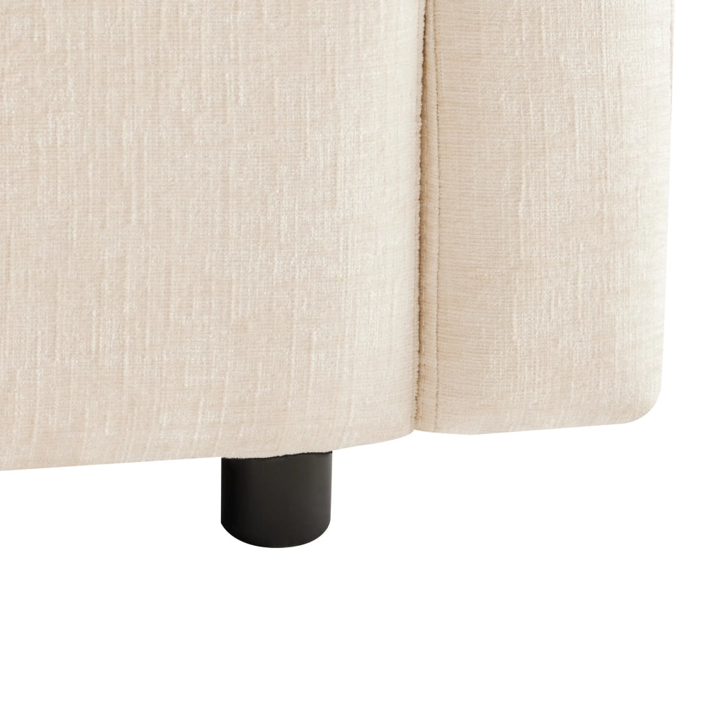 Divano modulare 216x161x81 cm con pouf mobile in chenille beige