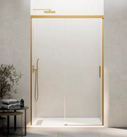 Box doccia frontale BASIC 1 fisso + 1 scorrevole 170-175 cm (66-71) oro vetro trasparente